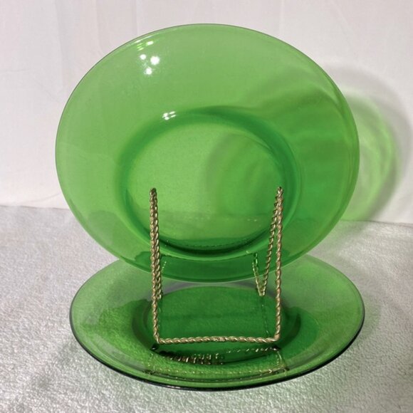 Vintage Duralex France Emerald Green Glass Dinner Plates X2 - Picture 3 of 12